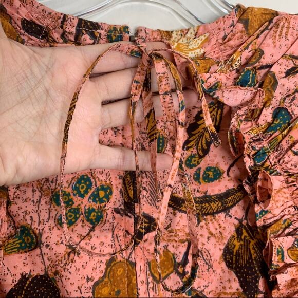 NEW Ulla Johnson Devya Mini Dress (Sz 0) Puff Sleeve Ruffle Trim Blush Floral - Picture 11 of 14